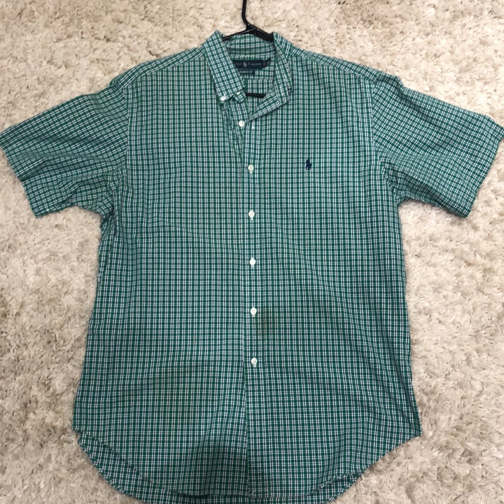 Ralph Lauren short sleeved button down green shirt